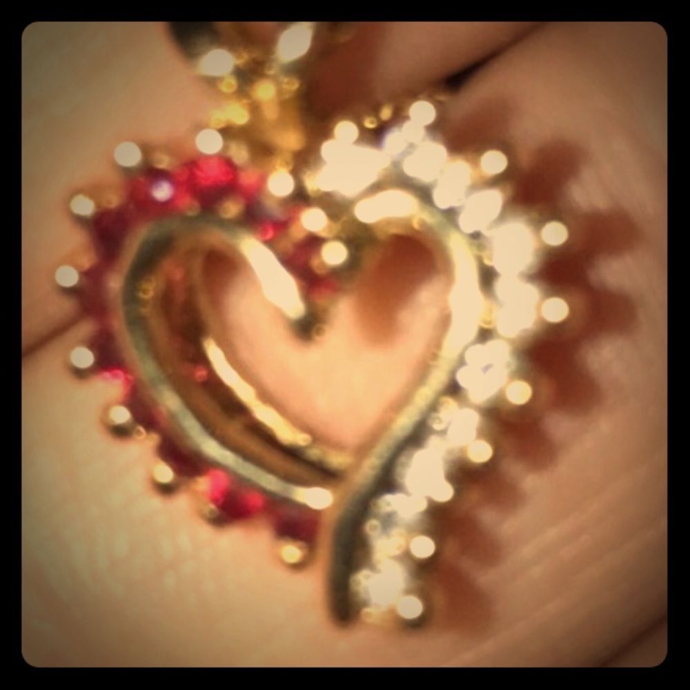 Ruby diamond heart pendant necklace